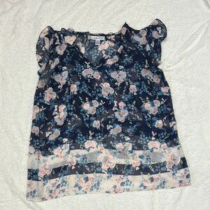 Motherhood Maternity Blue Cap Sleeve Ruffled Blouse